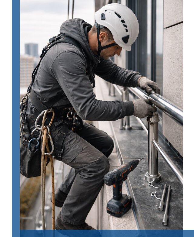 Монтаж ограждений на высоте в Белове для зданий и конструкций