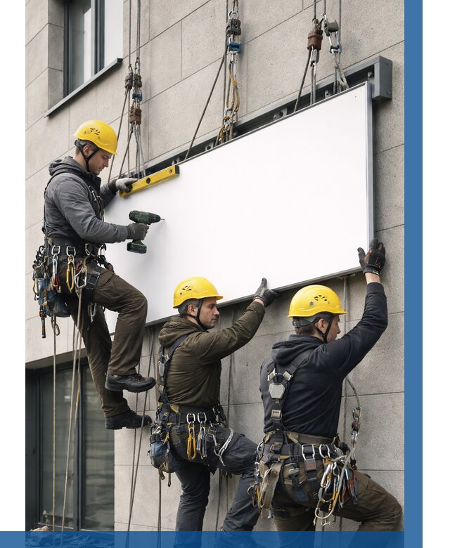 Монтаж рекламной вывески в Белове от 8687 р. | ВЫСОТНИК-Блв