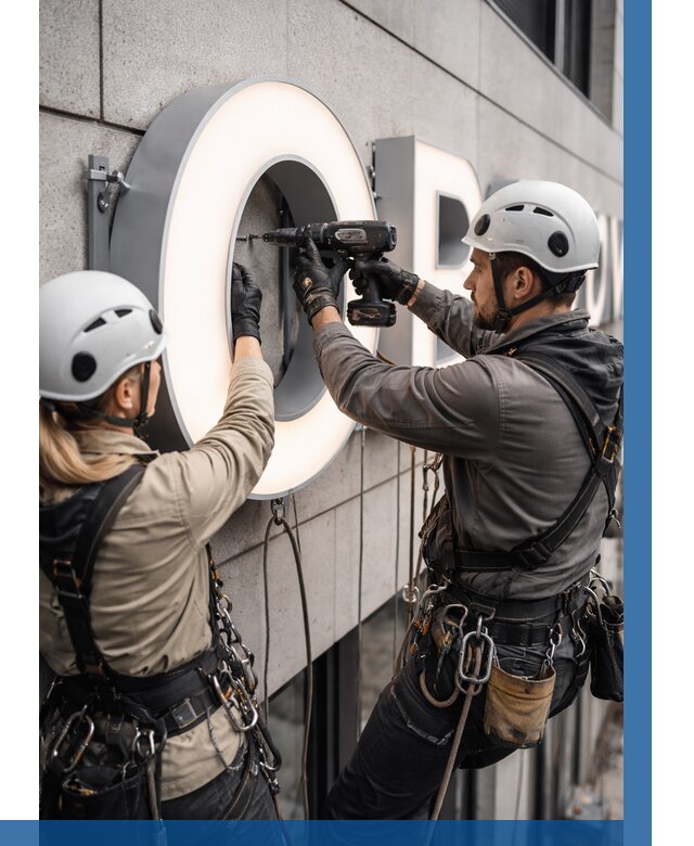 Монтаж световых букв в Белове от 3258 р. под ключ ВЫСОТНИК-Блв