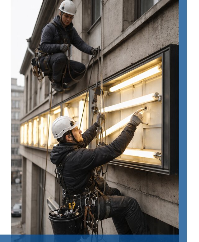 Замена ламп в вывеске в Белове под ключ от 3801 р. | ВЫСОТНИК-Блв