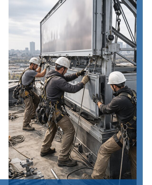 Монтаж крышной рекламной конструкции в Белове от 65154 р.|ВЫСОТНИК-Блв