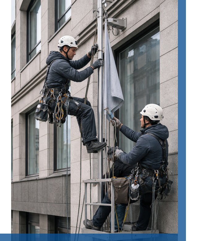 Установка флагов на фасаде в Белове от 4887 р. | ВЫСОТНИК-Блв