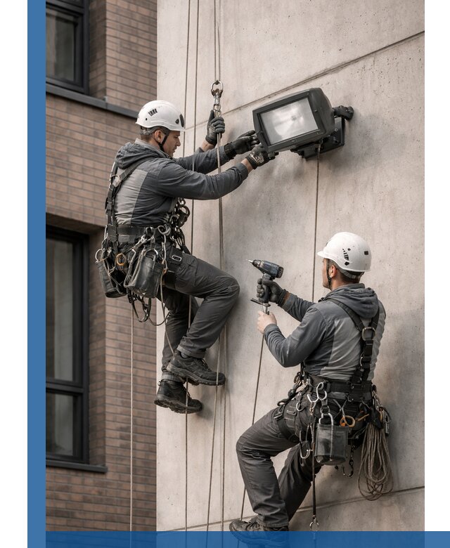 Профессиональный монтаж фасадных прожекторов в Белове под ключ