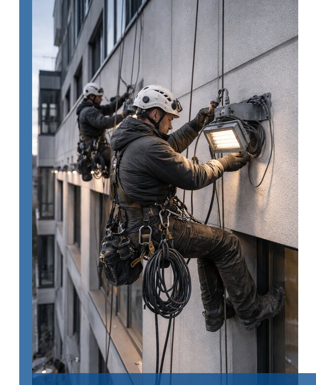 Монтаж фасадного освещения в Белове установка и подключение