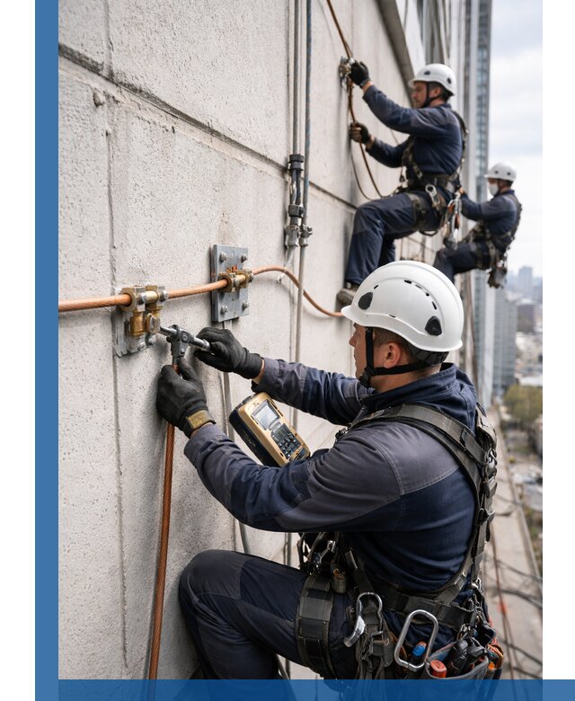 Монтаж системы заземления здания и молниезащиты в Белове