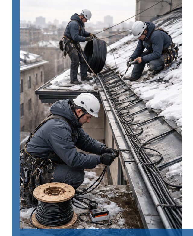 Монтаж греющего кабеля на кровле в Белове под ключ