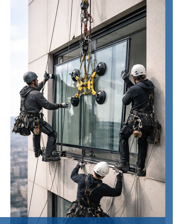 Монтаж стеклопакетов на высоте в Белове от 3475 р. | ВЫСОТНИК-Блв