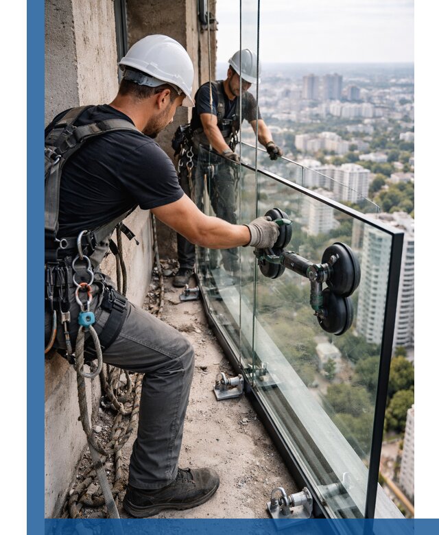 Монтаж стеклянных ограждений под ключ с гарантией в Белове