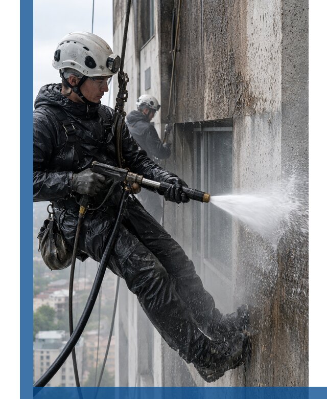 Гидроструйная очистка фасадов и конструкций в Белове