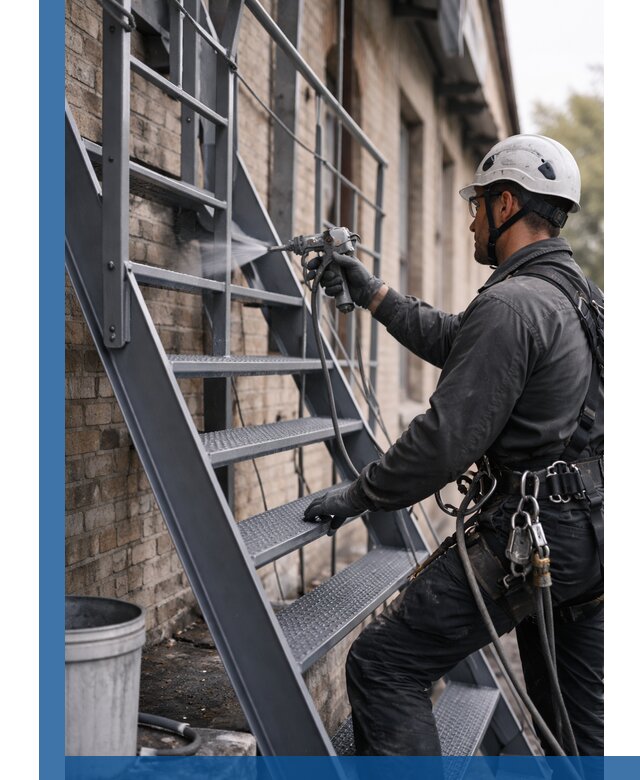 Покраска и антикоррозионная защита пожарных лестниц в Белове