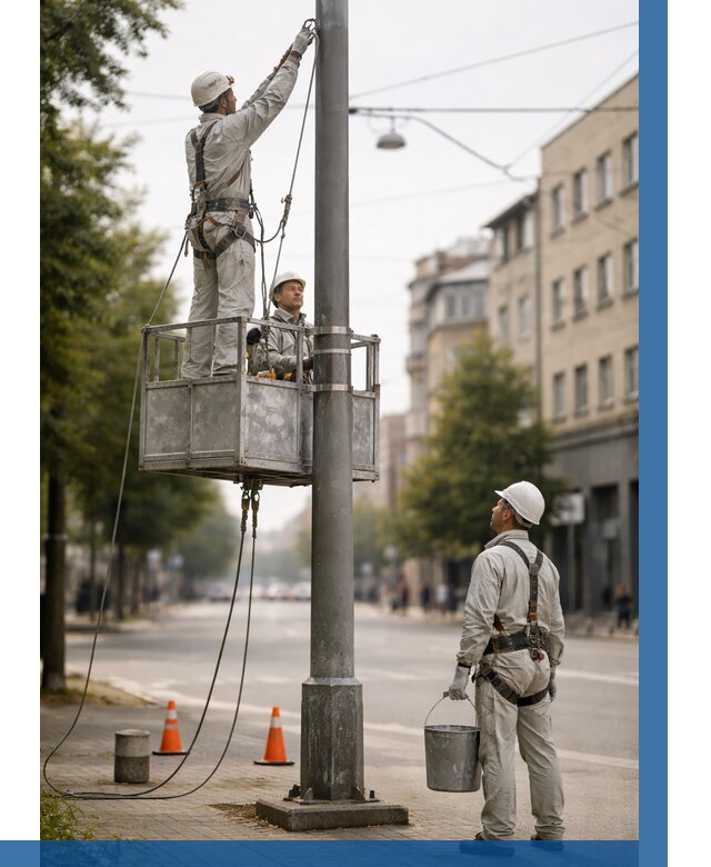 Покраска опор освещения в Белове от 5430 р. | ВЫСОТНИК-Блв