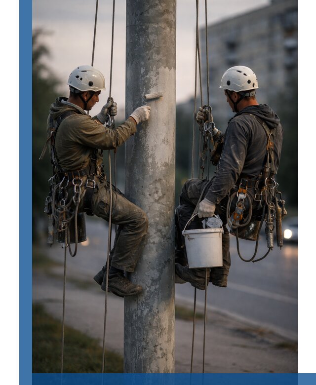 Покраска опор освещения и антикоррозийная защита в Белове