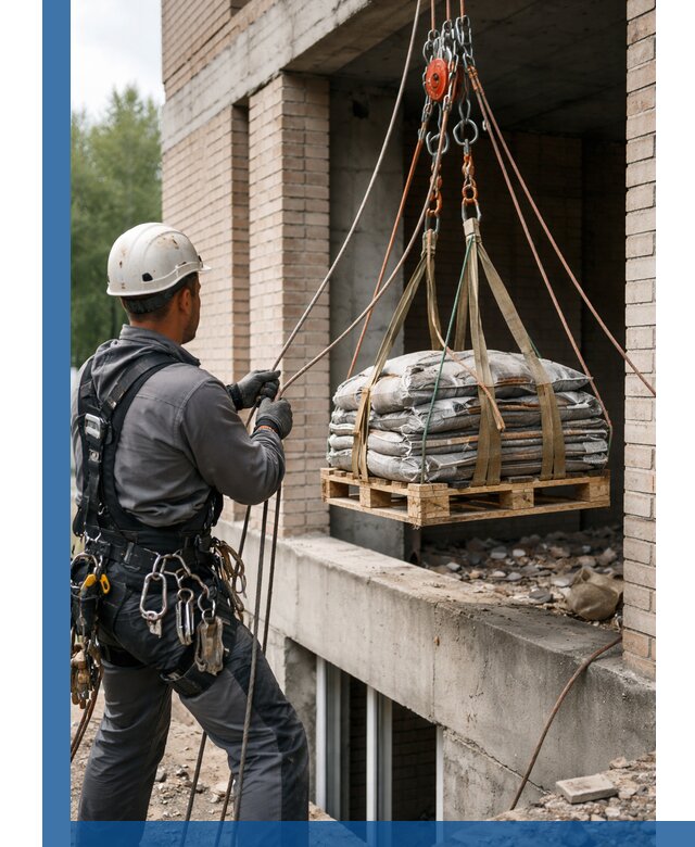Подъем материалов на этаж веревками в Белове оперативно