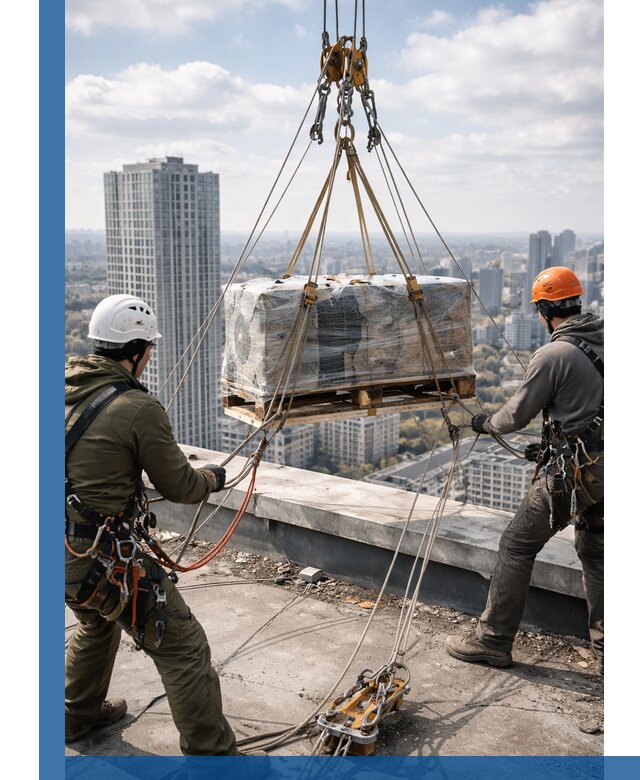 Подъем и монтаж крупногабаритных грузов на крышу в Белове