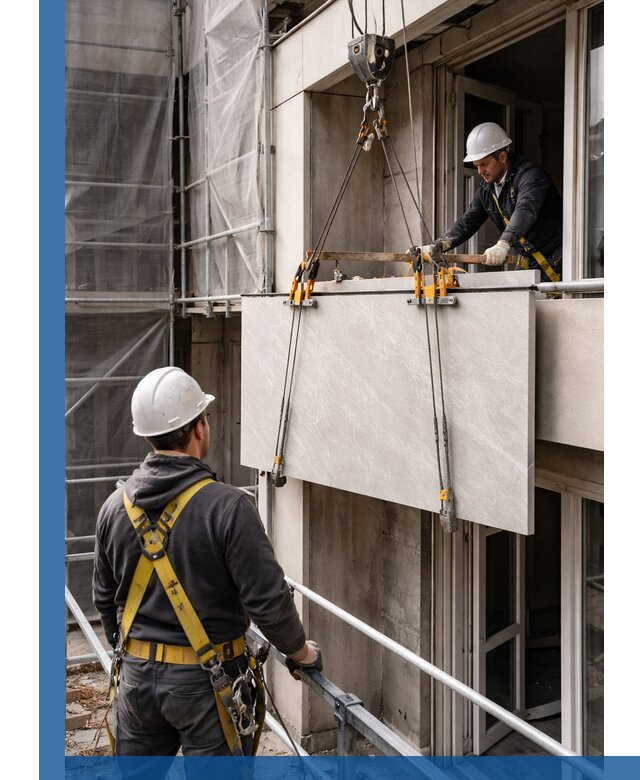 Подъем керамогранита на этаж в Белове грузчиками и техникой