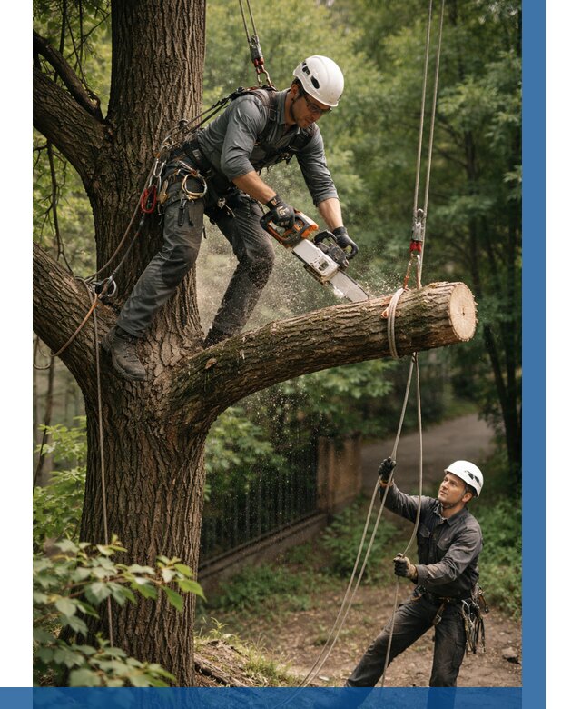 Спил деревьев альпинистами в Белове от 8687 р. | ВЫСОТНИК-Блв