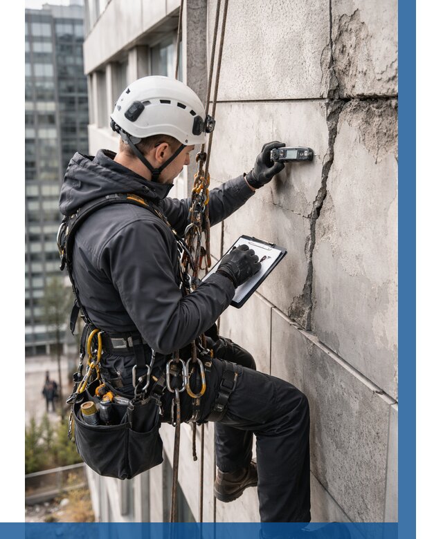 Обследование фасада альпинистами в Белове от 130 р. | ВЫСОТНИК-Блв