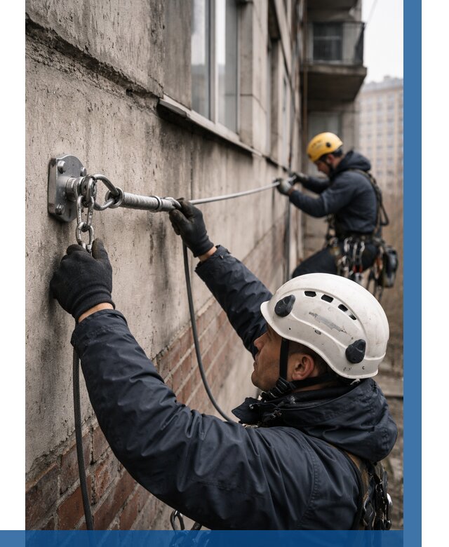 Монтаж анкерных линий в Белове от 3258 р. | ВЫСОТНИК-Блв
