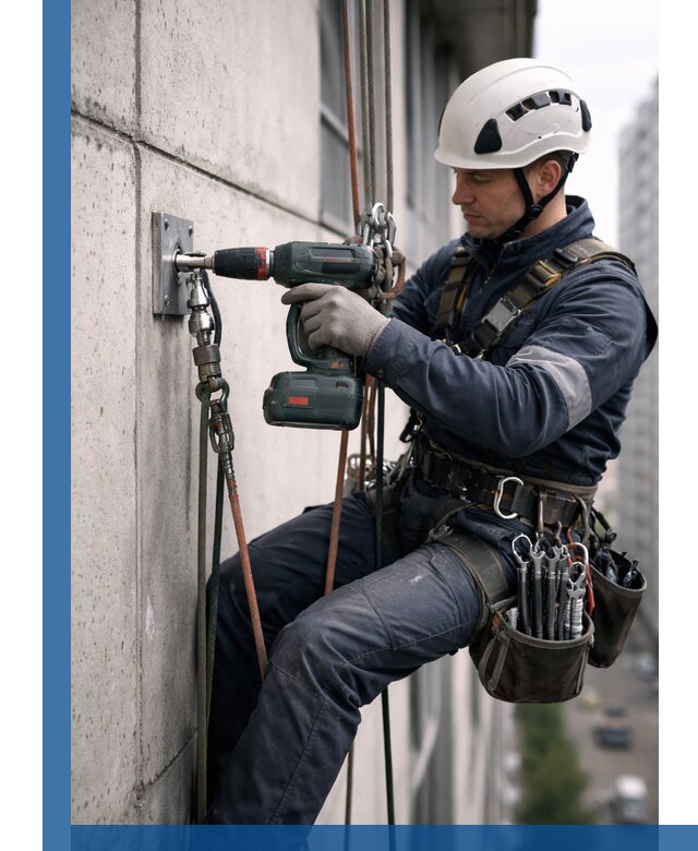 Установка анкерных точек для высотных работ в Белове